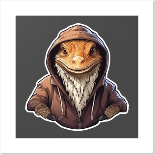 Cool Bearded dragon in casual clothing Posters and Art